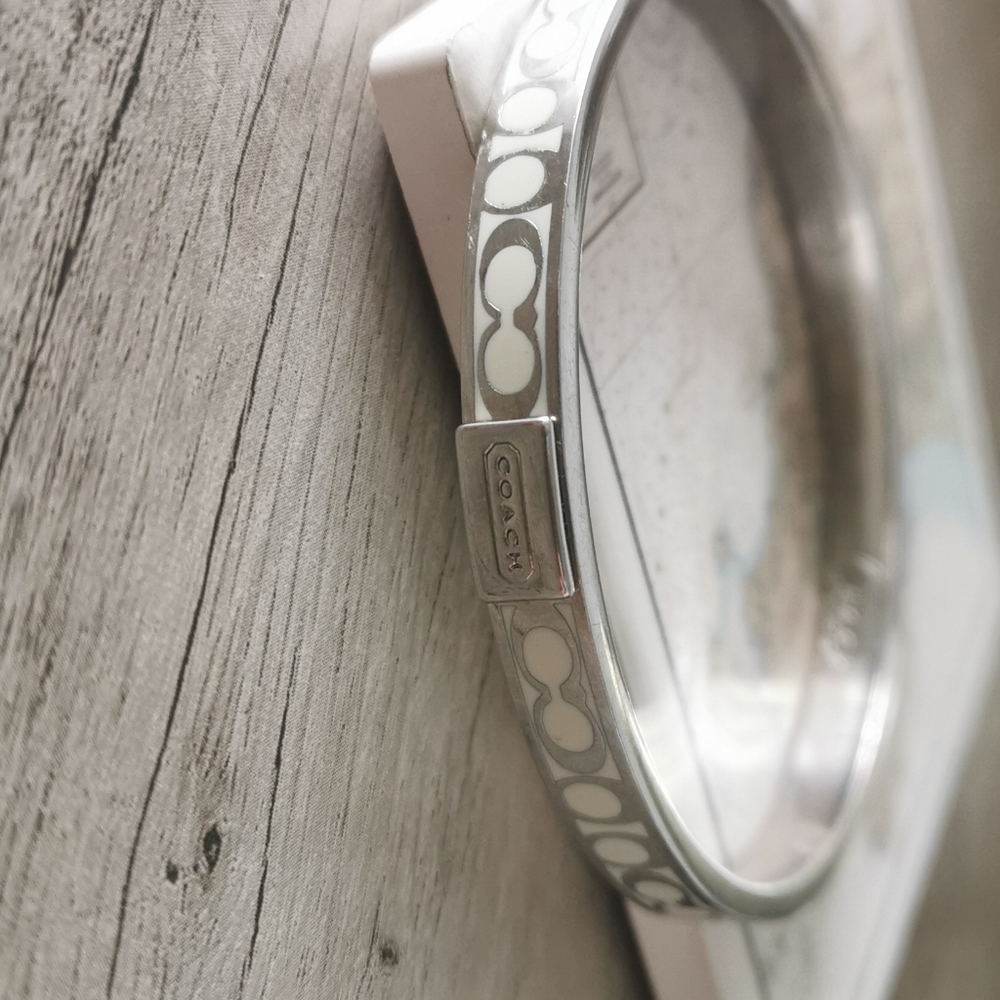 Coach White & Silver Bangle Bracelet